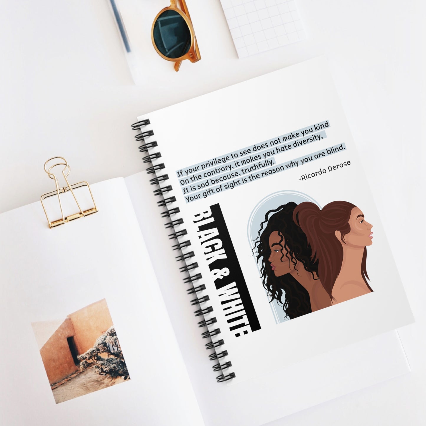 Ricardo Derose Black And White Spiral Notebook - Ruled Line