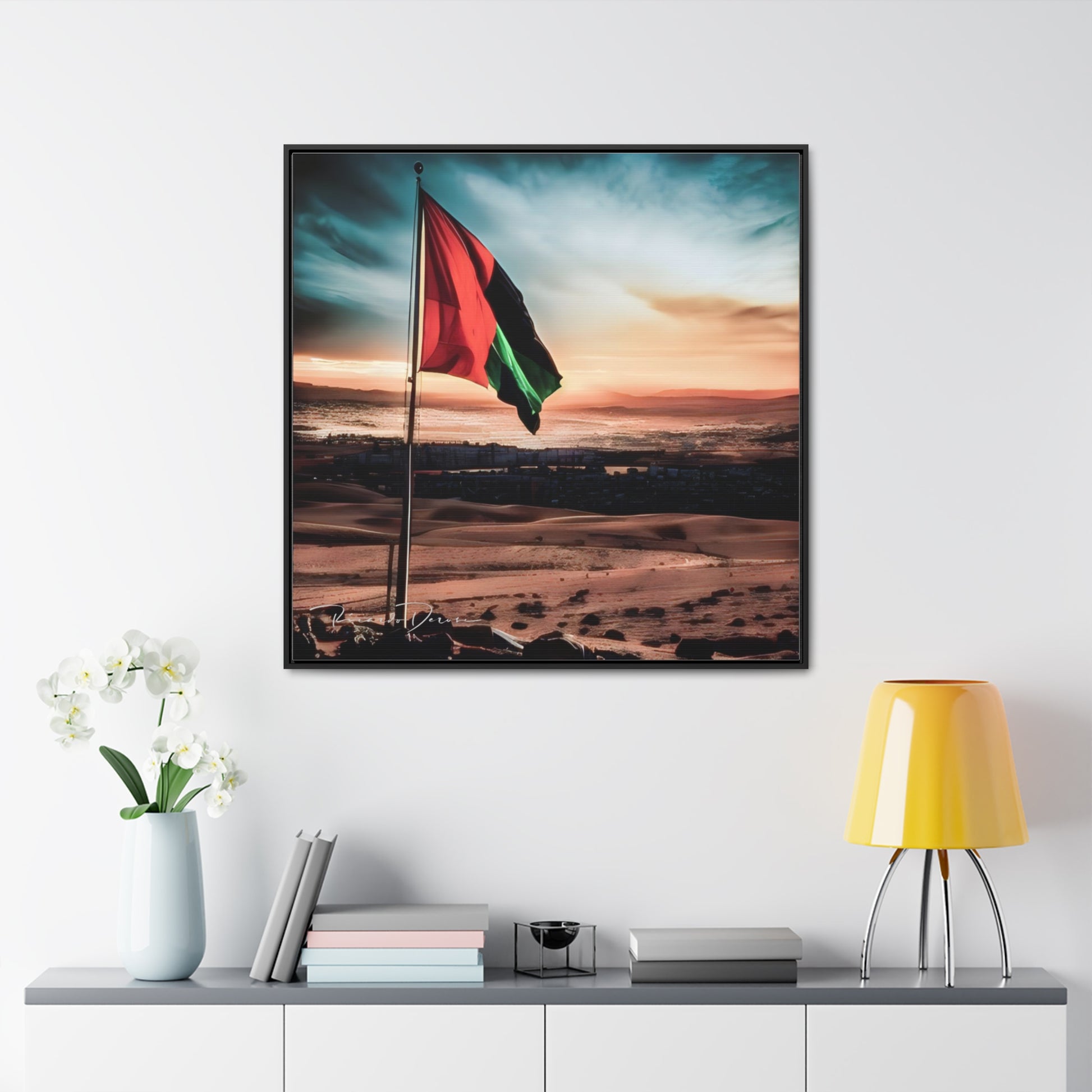 Palestine Flag Gallery Canvas Wraps, Square Frame - Derose Entertainment 