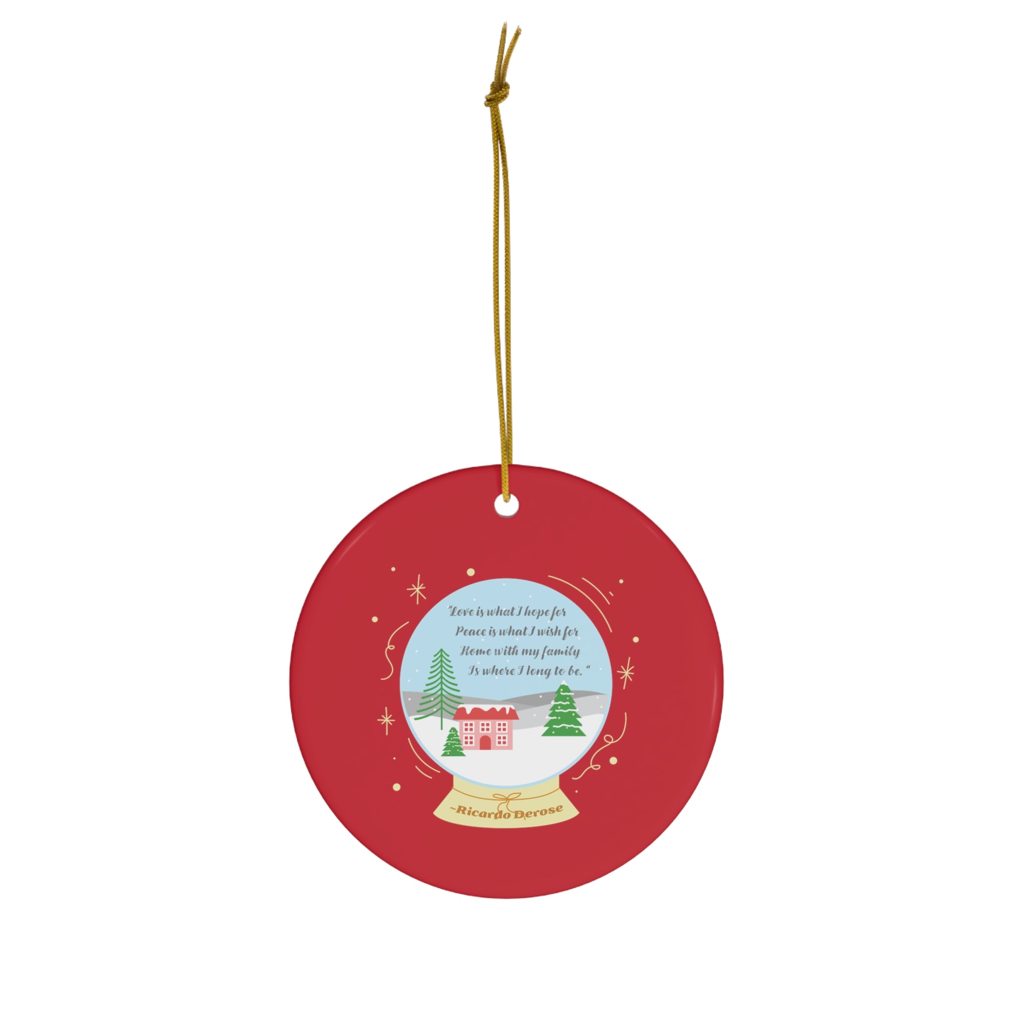 A Christmas Story Wish for Peace_RED_Ceramic Ornament, 4 Shapes