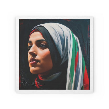 Free Palestine Hijab Young Lady Wood Canvas - Derose Entertainment 