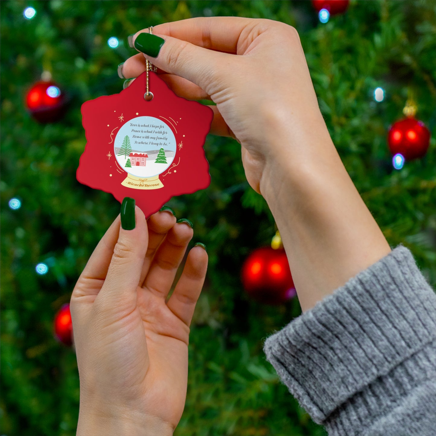 Wish for Peace_RED_Ceramic Ornament, 4 Shapes