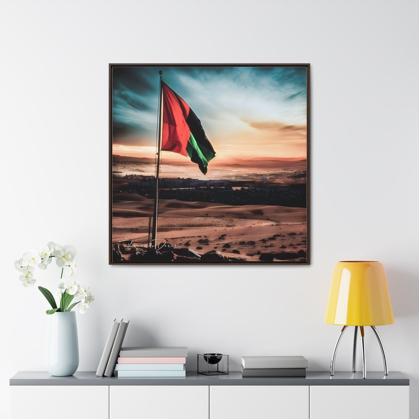 Palestine Flag Gallery Canvas Wraps, Square Frame - Derose Entertainment 