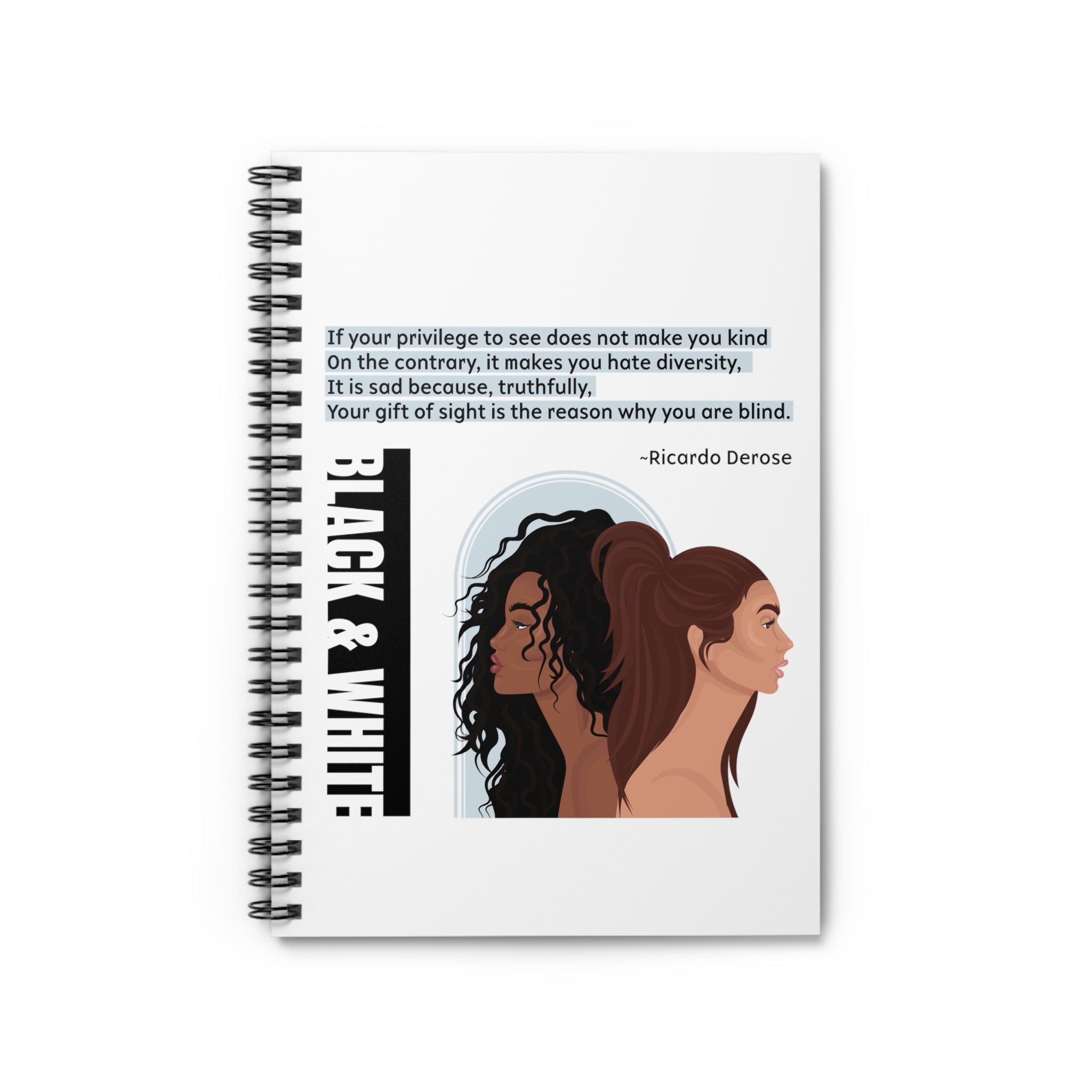 Ricardo Derose Black And White Spiral Notebook - Ruled Line