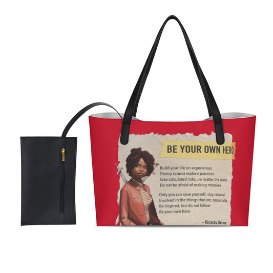 Be Your Own Hero - Shopping Tote Bag With Black Mini Purse