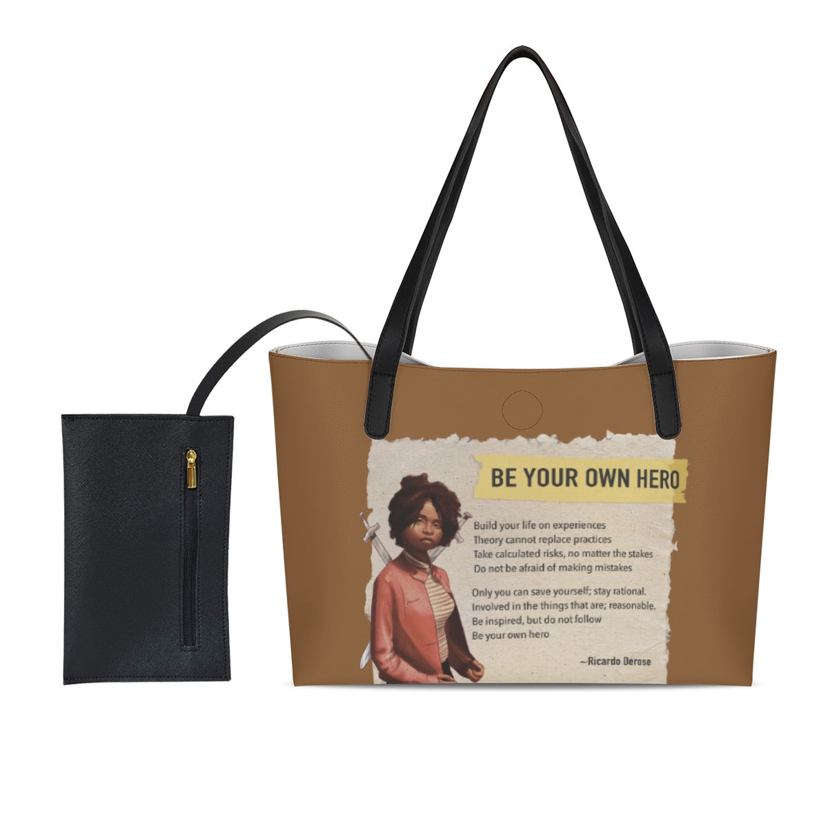 Be Your Own Hero - Shopping Tote Bag With Black Mini Purse