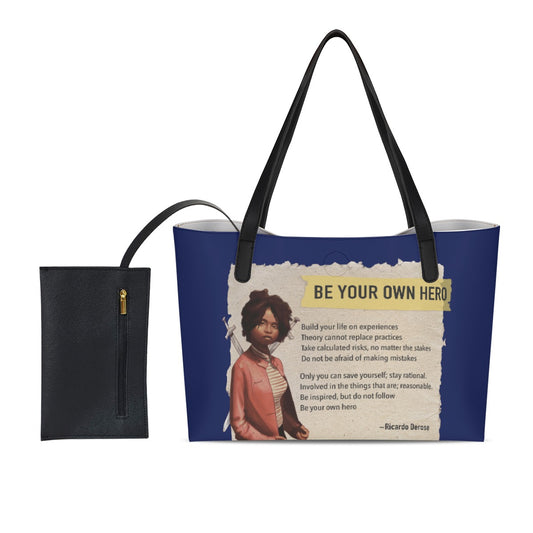 Be Your Own Hero - Shopping Tote Bag With Black Mini Purse