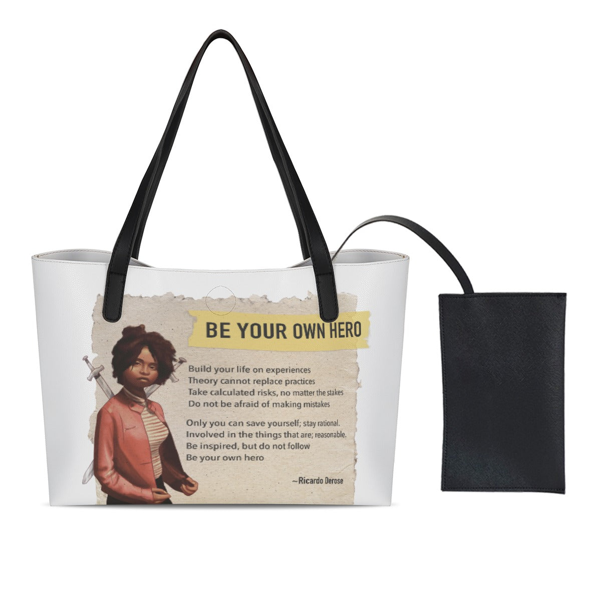 Be Your Own Hero - Shopping Tote Bag With Black Mini Purse