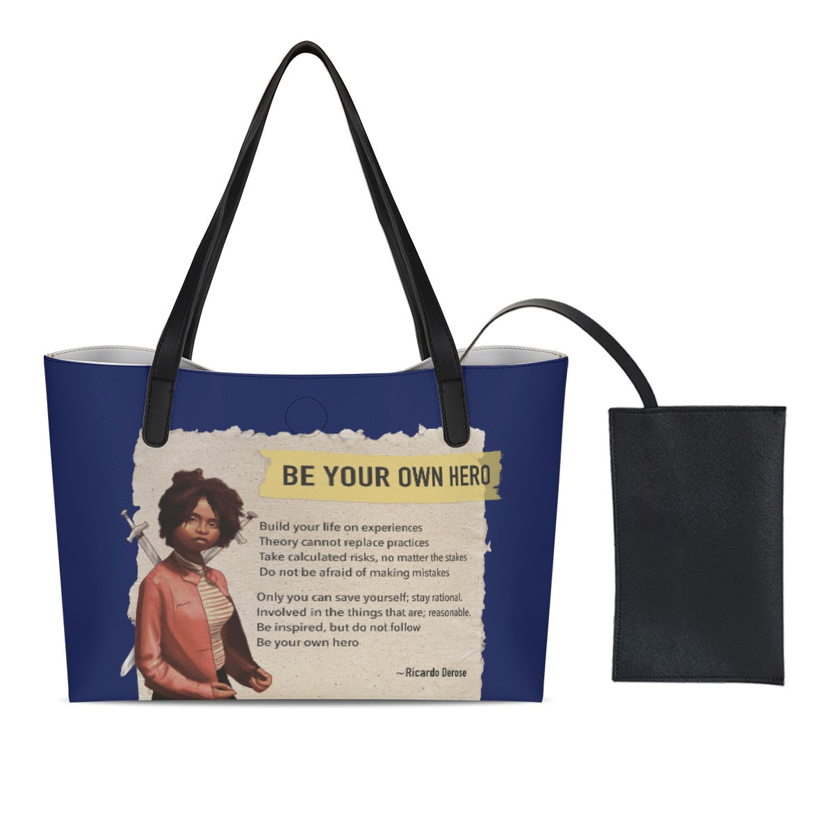 Be Your Own Hero - Shopping Tote Bag With Black Mini Purse