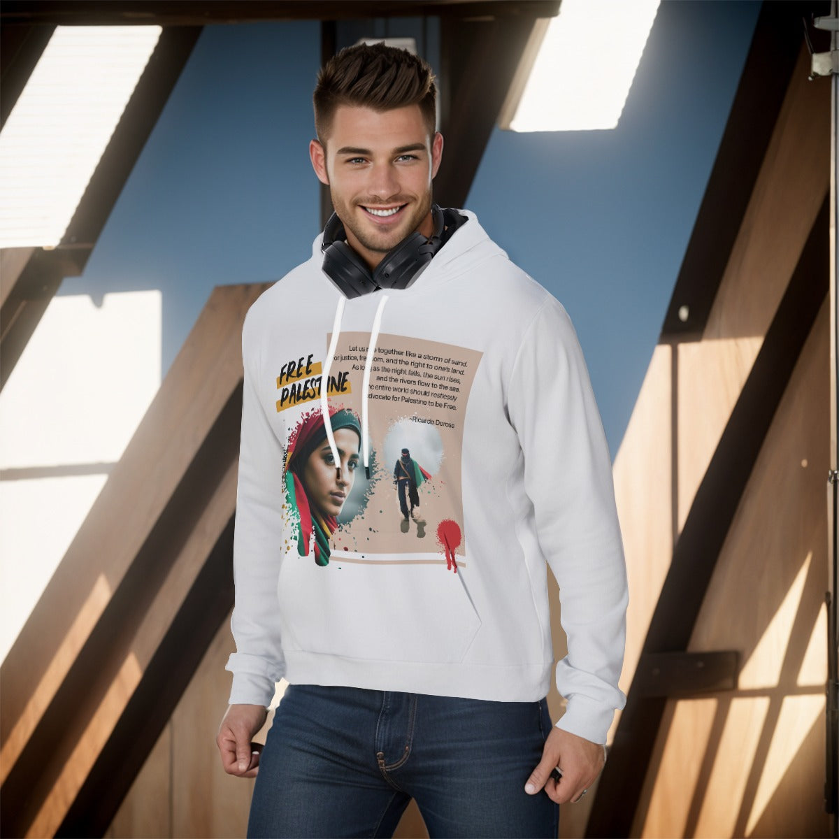 Free Palestine - All-Over Print Men's Pullover Hoodie
