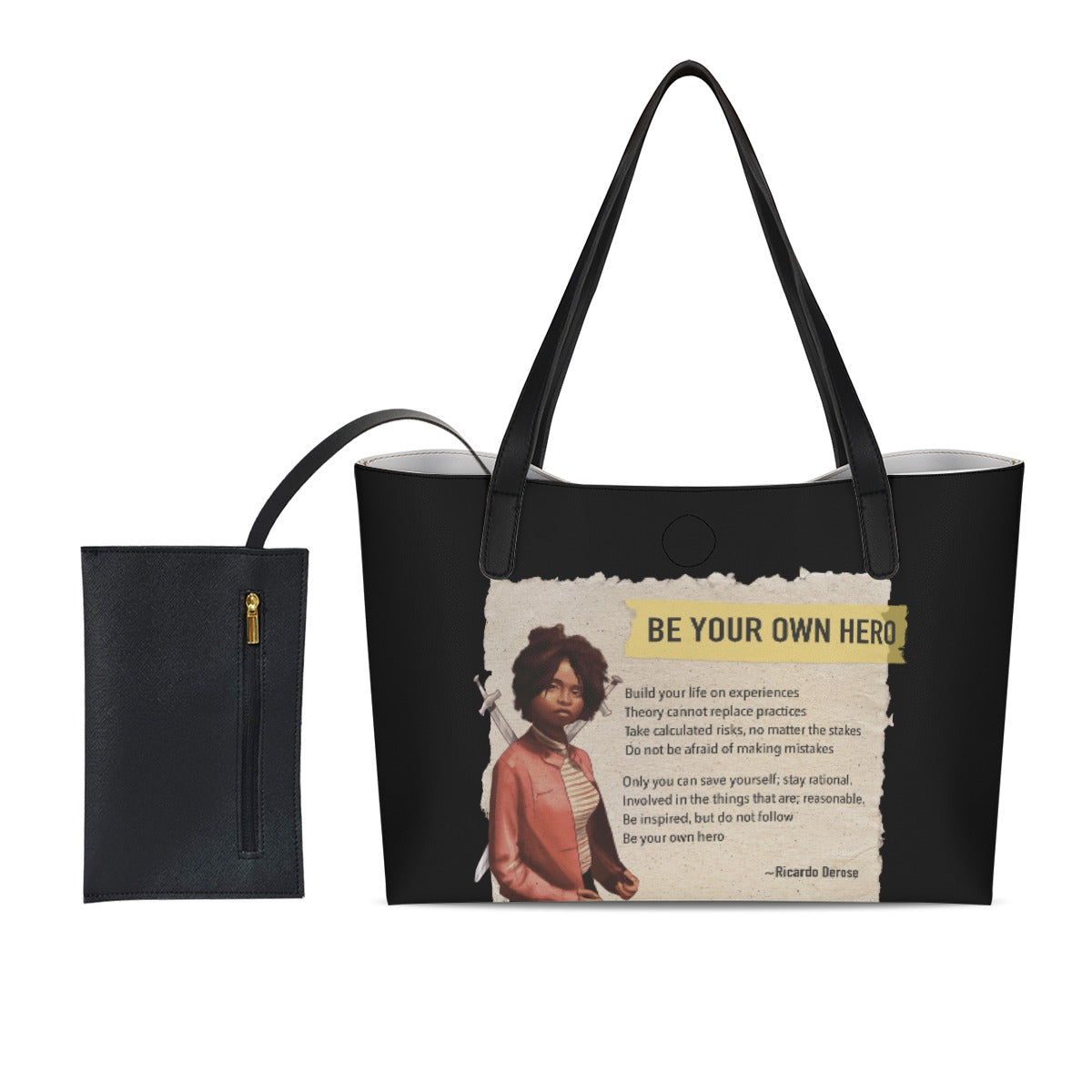 Be Your Own Hero - Shopping Tote Bag With Black Mini Purse