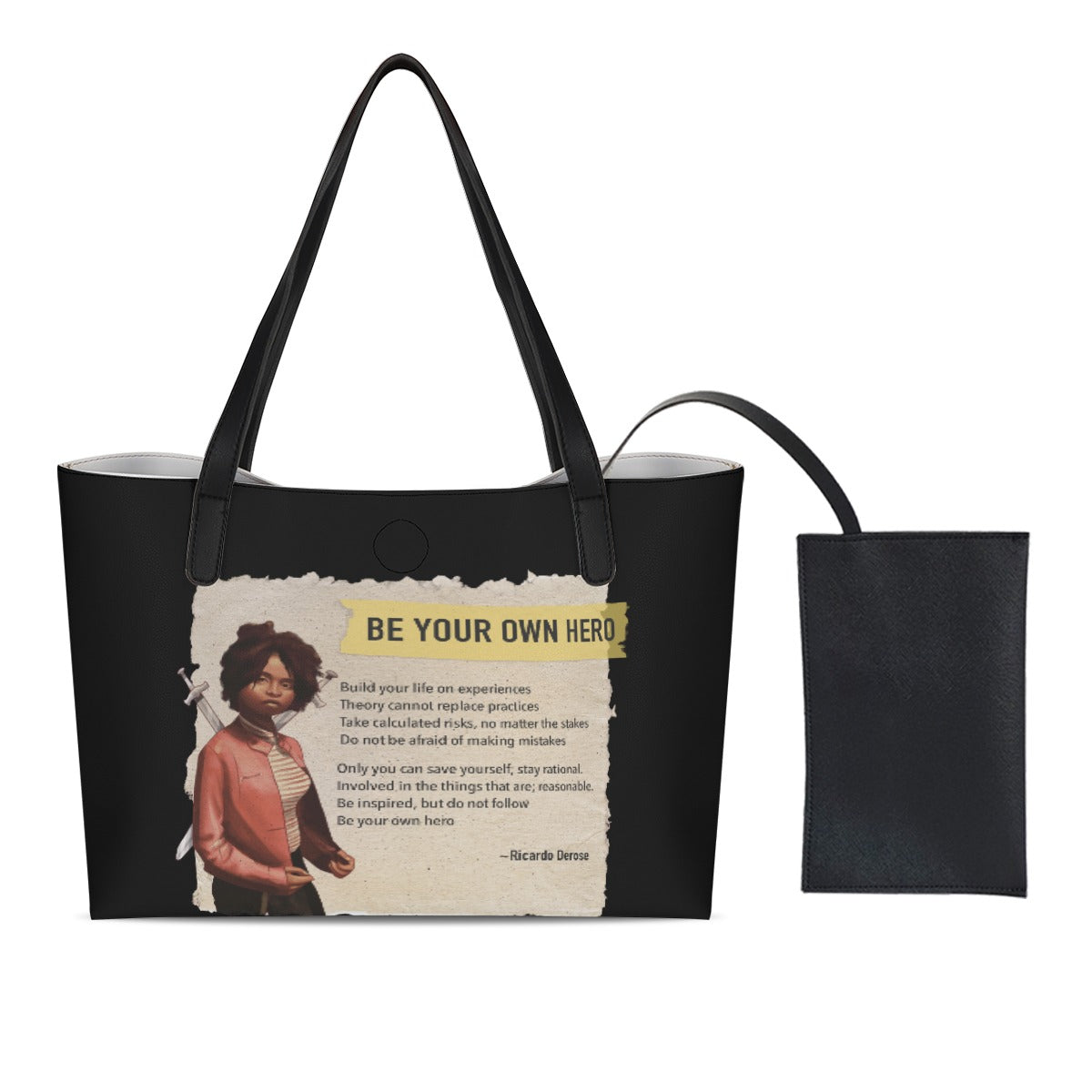 Be Your Own Hero - Shopping Tote Bag With Black Mini Purse