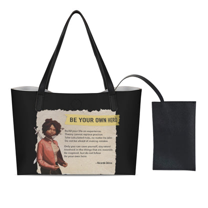 Be Your Own Hero - Shopping Tote Bag With Black Mini Purse