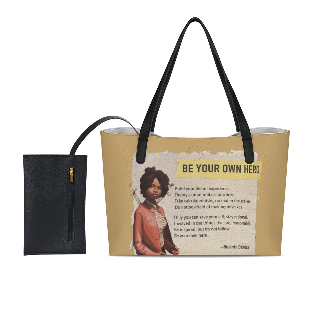 Be Your Own Hero - Shopping Tote Bag With Black Mini Purse