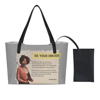 Be Your Own Hero - Shopping Tote Bag With Black Mini Purse