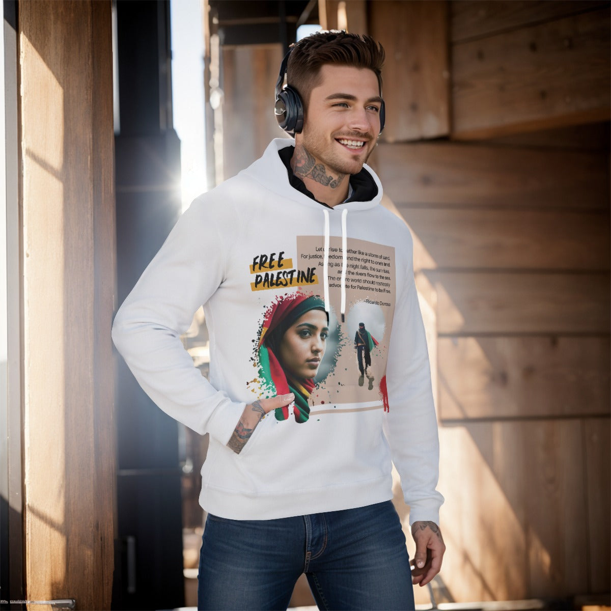 Free Palestine - All-Over Print Men's Pullover Hoodie