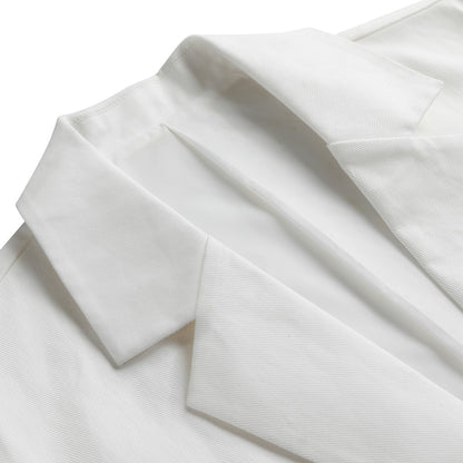 Philoetry - All-Over Print Men's white Casual Flat Lapel Collar Blazer | 245GSM Cotton