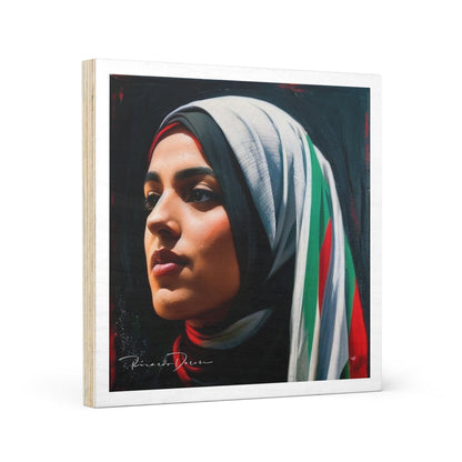 Free Palestine Hijab Young Lady Wood Canvas - Derose Entertainment 