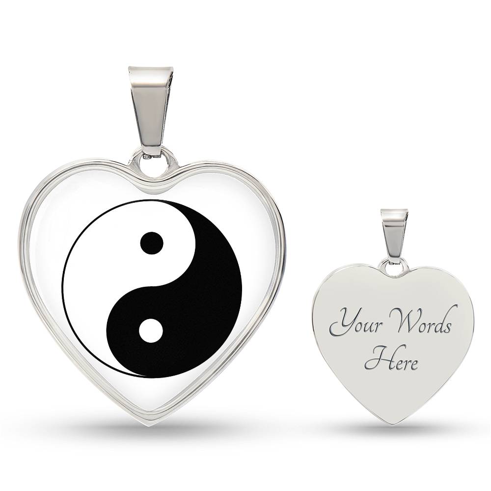 Ying Yang Symbol Hearts Necklace