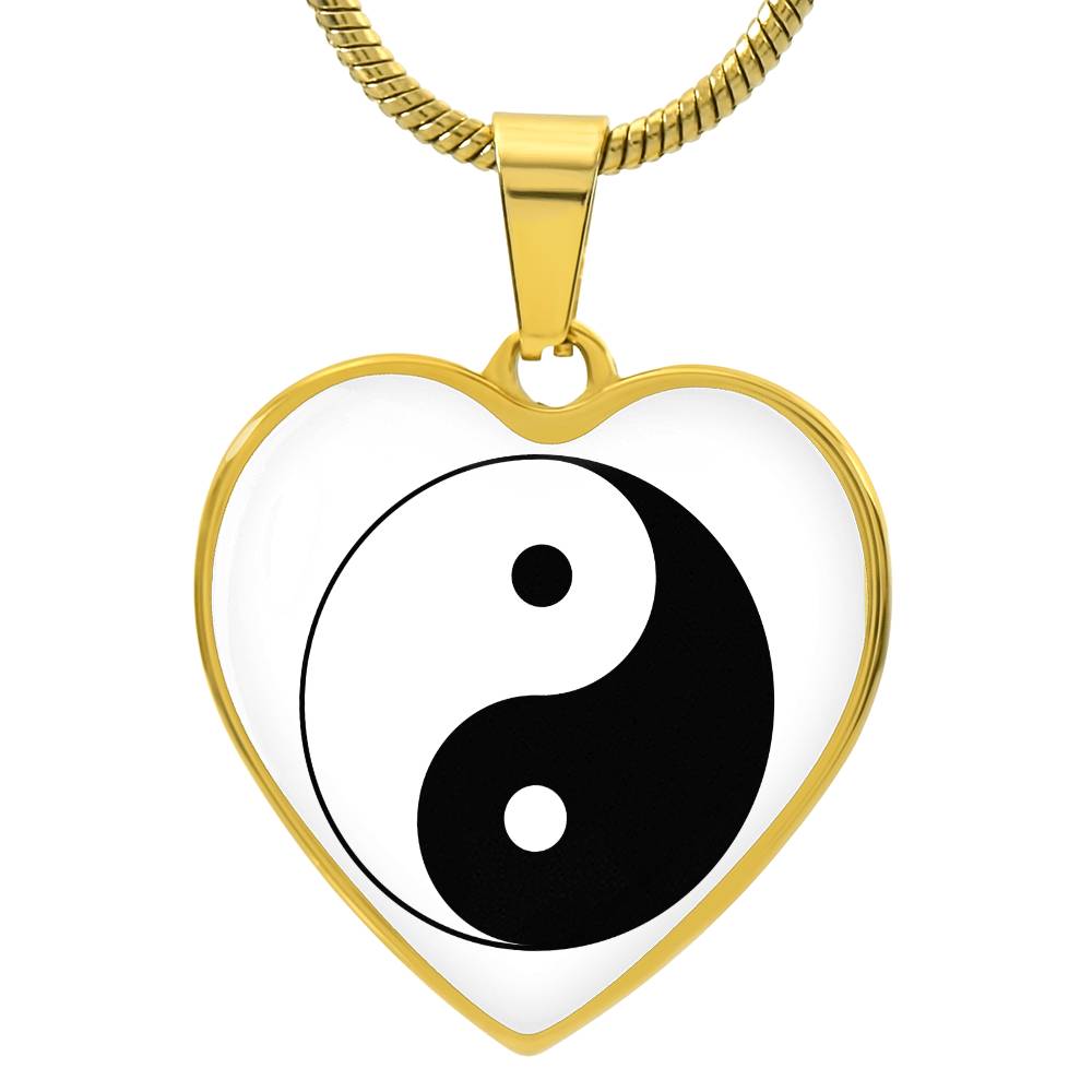 Ying Yang Symbol Hearts Necklace