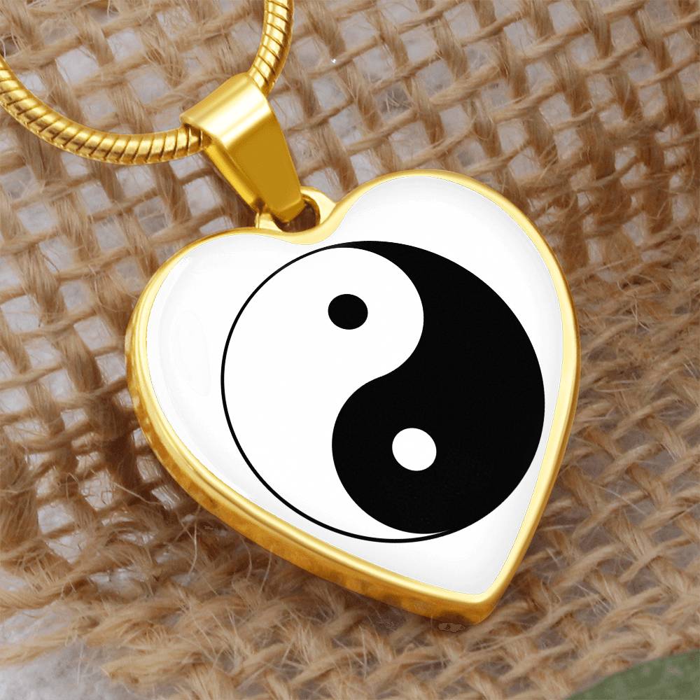 Ying Yang Symbol Hearts Necklace