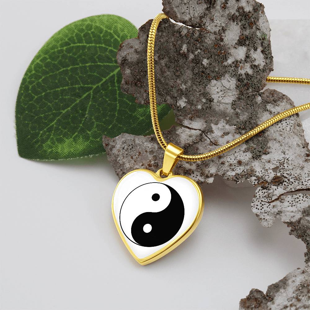 Ying Yang Symbol Hearts Necklace