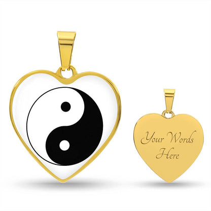 Ying Yang Symbol Hearts Necklace