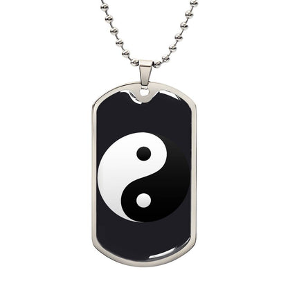 Ying Yang  Symbol  Dog Tag Necklace