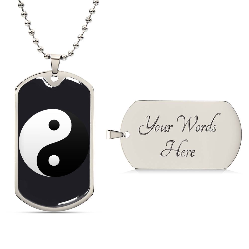 Ying Yang  Symbol  Dog Tag Necklace