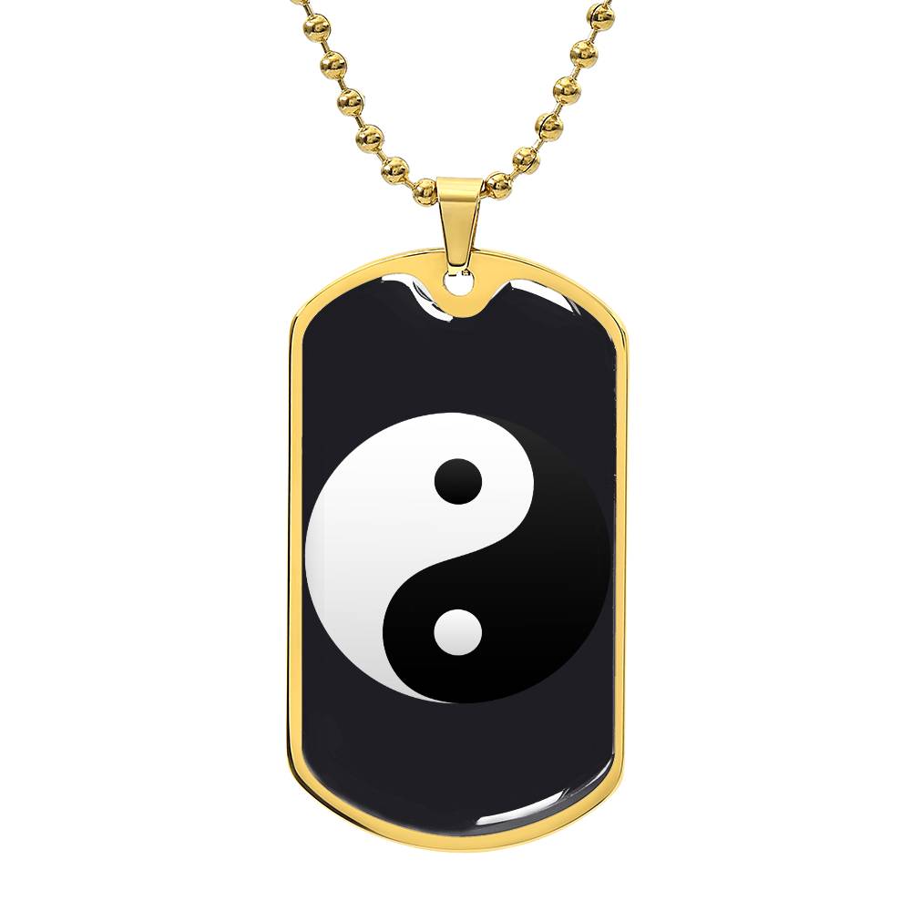 Ying Yang  Symbol  Dog Tag Necklace
