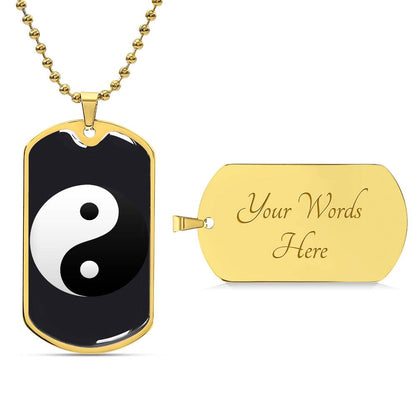 Ying Yang  Symbol  Dog Tag Necklace