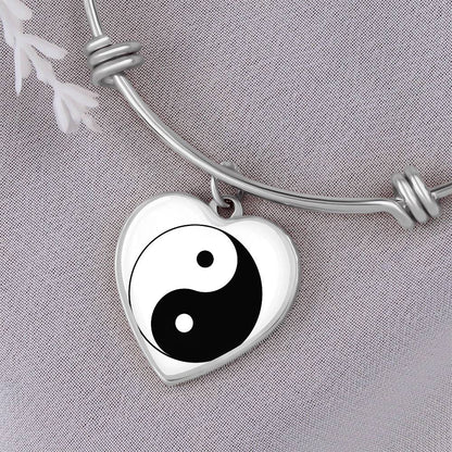 Ying Yang Symbol Heart Bangles