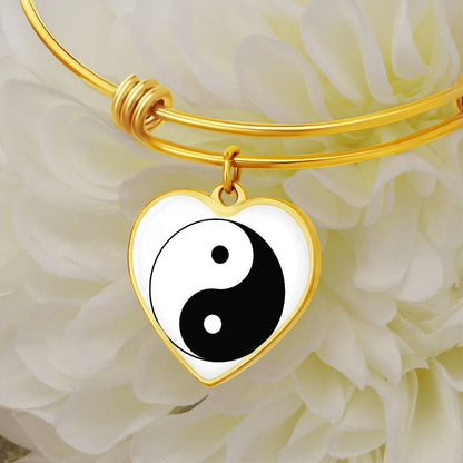 Ying Yang Symbol Heart Bangles