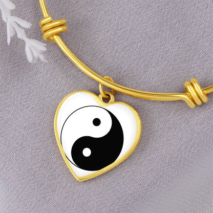 Ying Yang Symbol Heart Bangles