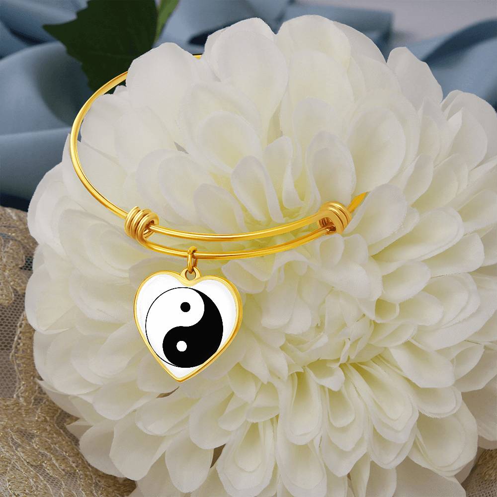 Ying Yang Symbol Heart Bangles