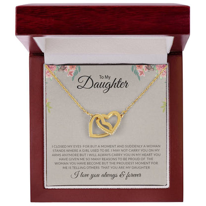 To My Daughter | I Love You, Always & Forever - Interlocking Hearts necklace - Derose Entertainment 