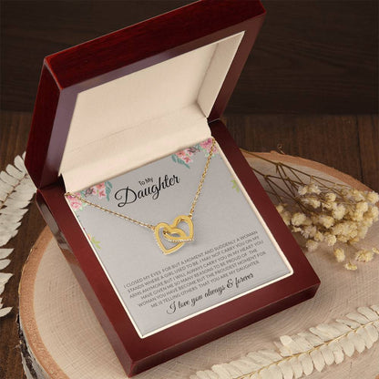 To My Daughter | I Love You, Always & Forever - Interlocking Hearts necklace - Derose Entertainment 