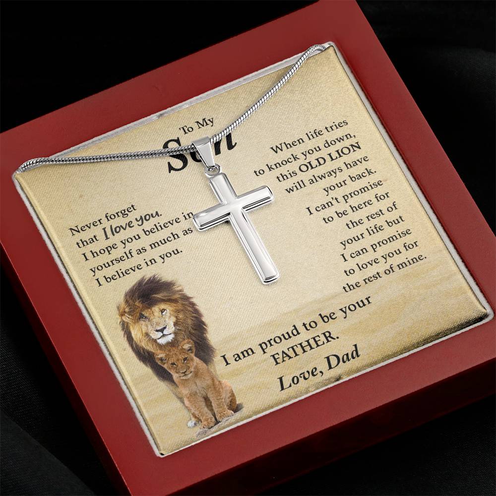 To My Son | Never Forget That I Love You - Stainless Steel Cross Necklace - Derose Entertainment 