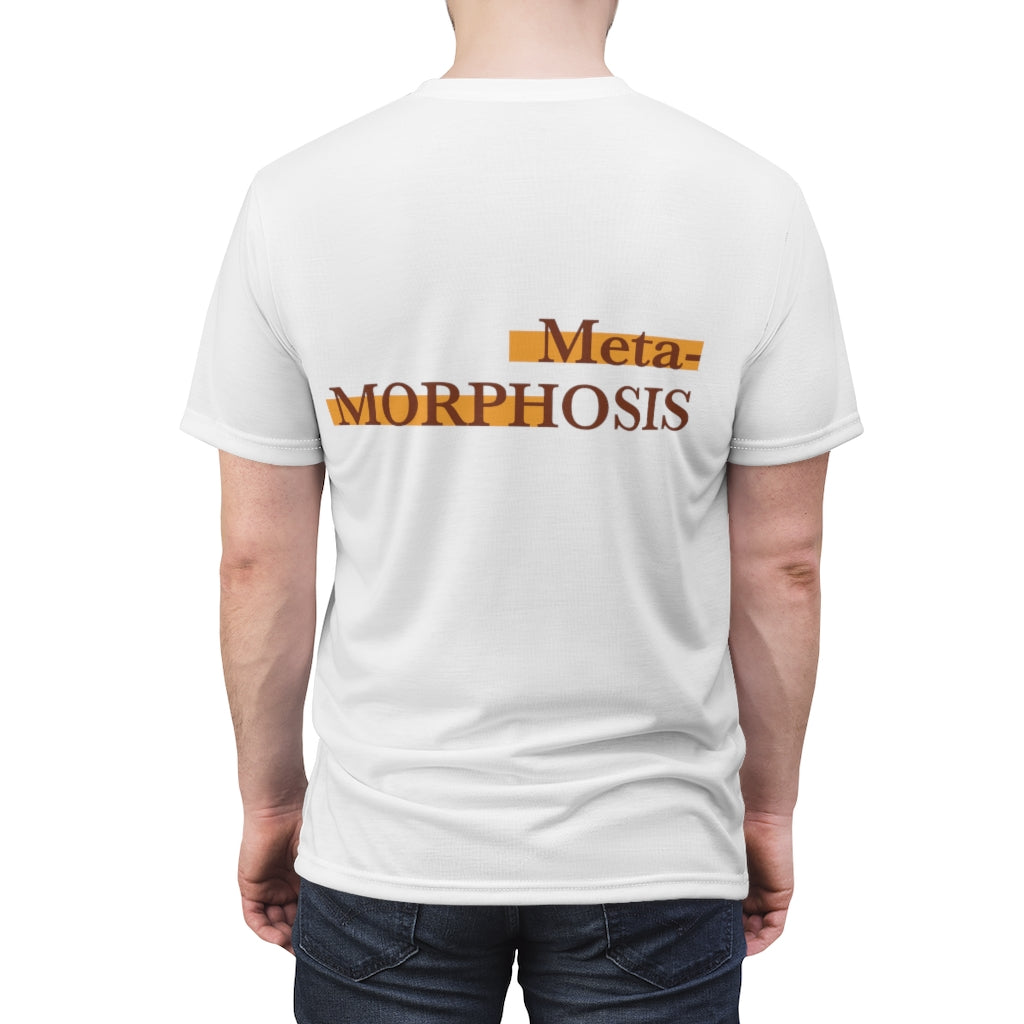 Back Profile of Man wearing Metamorphosis T-shirt